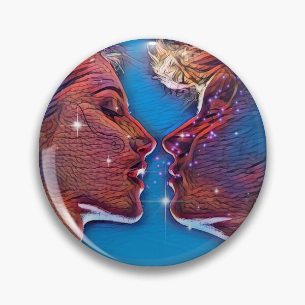 Item preview, Magical fantasy Couple in a paint effect set against a blue background with stars designed and sold by Wonder & Whimsy.