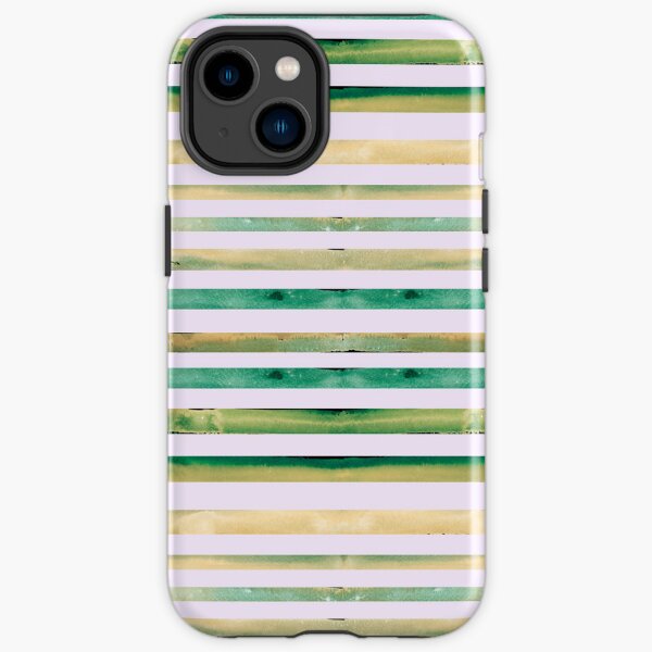 Yellow Green White Horizontal Watercolor Stripes iPhone Tough Case