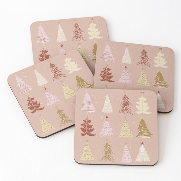 Item preview, Holiday Trees - Simple Muted Colors (Pink/Beige Background) designed and sold by vron615.
