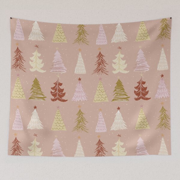 Item preview, Holiday Trees - Simple Muted Colors (Pink/Beige Background) designed and sold by vron615.