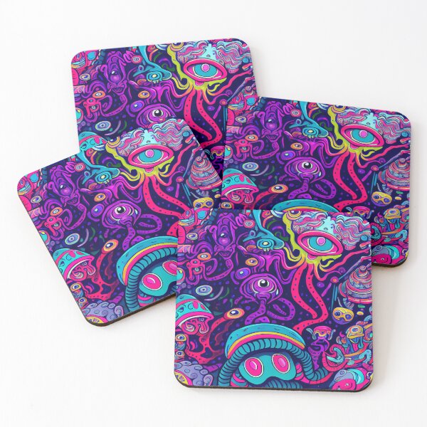 Artikelvorschau, Cool Trippy Aliens in Space Pattern Digital Painting entworfen und verkauft von CodeAndColors.