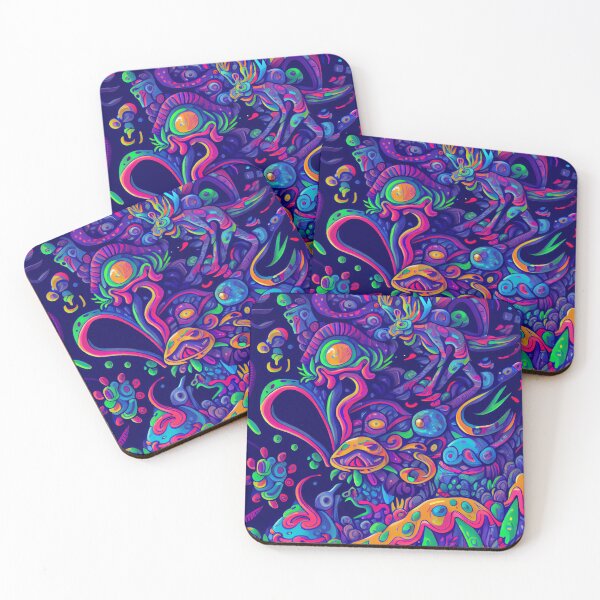 Item preview, Bright Neon Abstract Psychedelic Alien Planet Digital Painting designed and sold by CodeAndColors.