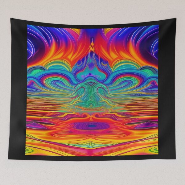 Item preview, Abstraction elemental psychodelic many colors fire and water overlapping art designed and sold by ValleyDream.