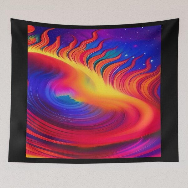 Item preview, Abstraction elemental psychodelic many colors fire and water overlapping art designed and sold by ValleyDream.