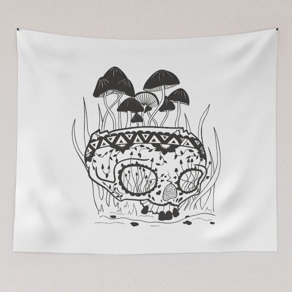 Item preview, Skull with mushrooms designed and sold by camelsvg.
