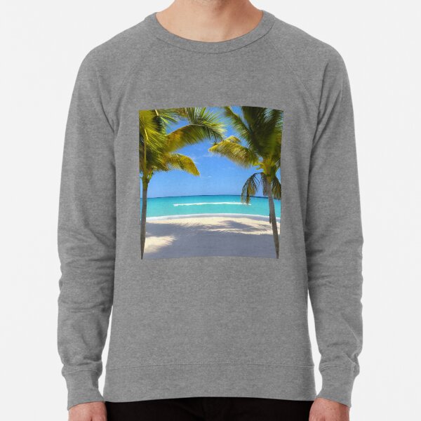 Palm trees on a quiet beach Lightweight Sweatshirt