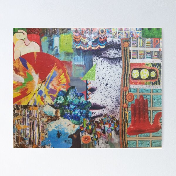 Item preview, Vibrant Colorful Collage Magazine Sustainable Art designed and sold by KismetCuriositi.