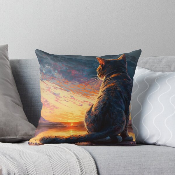 Item preview, Cat Looking At Sunset designed and sold by TheBaconStudio.