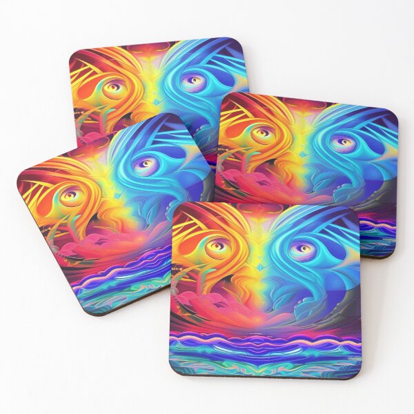 Item preview, Abstraction elemental psychodelic many colors fire and water overlapping art designed and sold by ValleyDream.