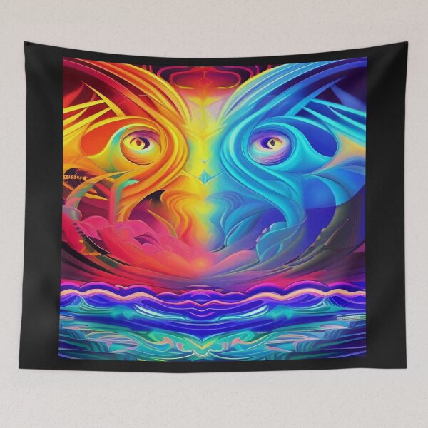 Item preview, Abstraction elemental psychodelic many colors fire and water overlapping art designed and sold by ValleyDream.