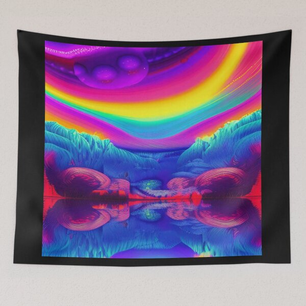 Item preview, Abstraction elemental psychodelic many colors fire and water overlapping art designed and sold by ValleyDream.