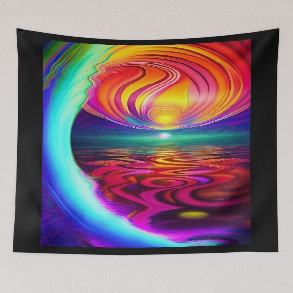 Item preview, Abstraction elemental psychodelic many colors fire and water overlapping art designed and sold by ValleyDream.