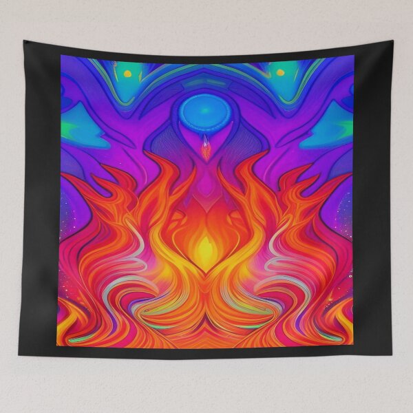 Item preview, Abstraction elemental psychodelic many colors fire and water overlapping art designed and sold by ValleyDream.