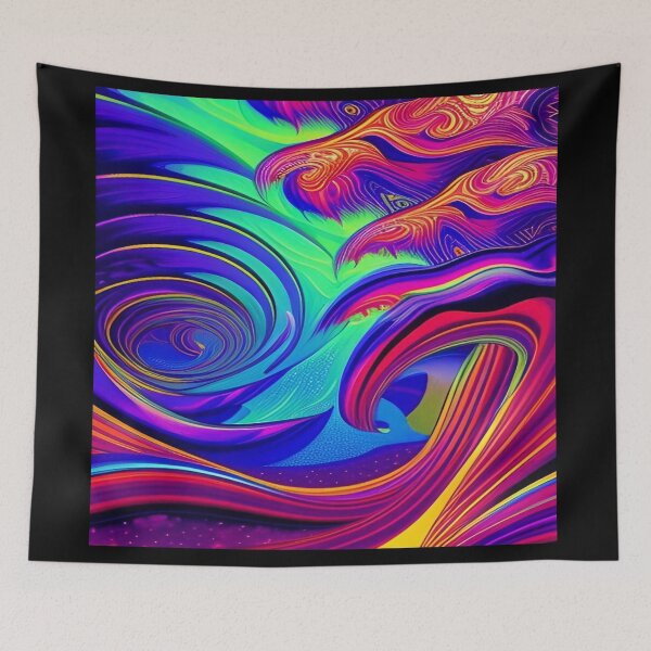 Item preview, Abstraction elemental psychodelic many colors fire and water overlapping art designed and sold by ValleyDream.