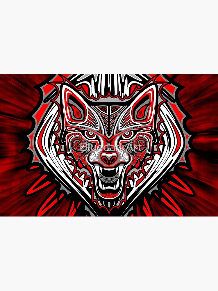 Thumbnail 4 of 4, Zipper Pouch, Wolf Tattoo Style Haida Art designed and sold by BluedarkArt.