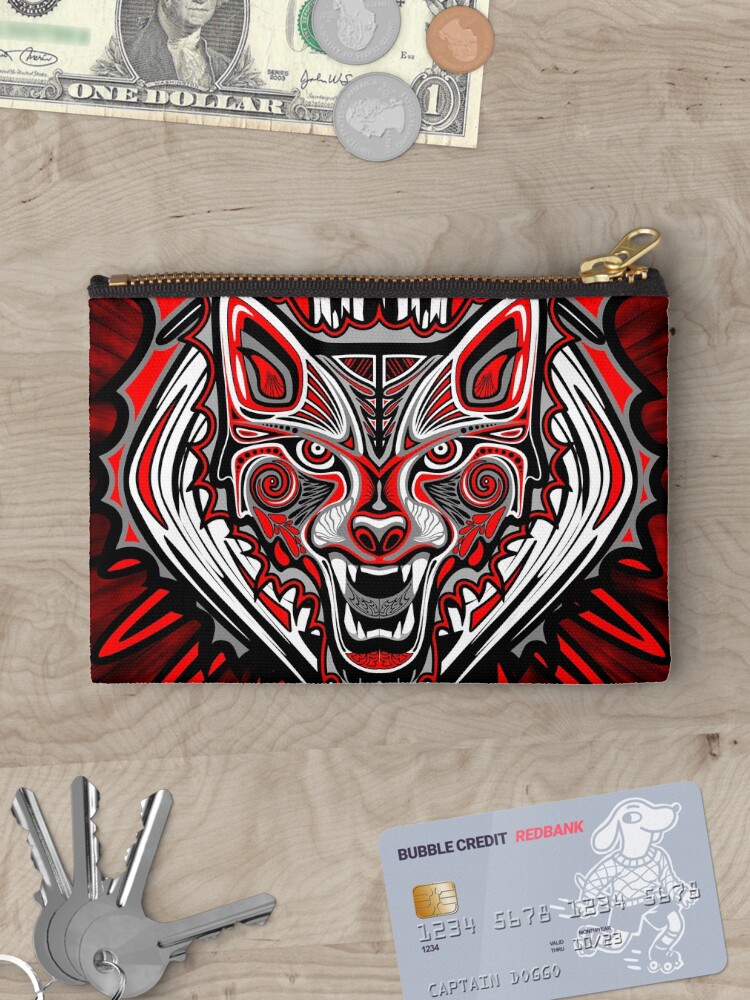 Thumbnail 3 of 4, Zipper Pouch, Wolf Tattoo Style Haida Art designed and sold by BluedarkArt.