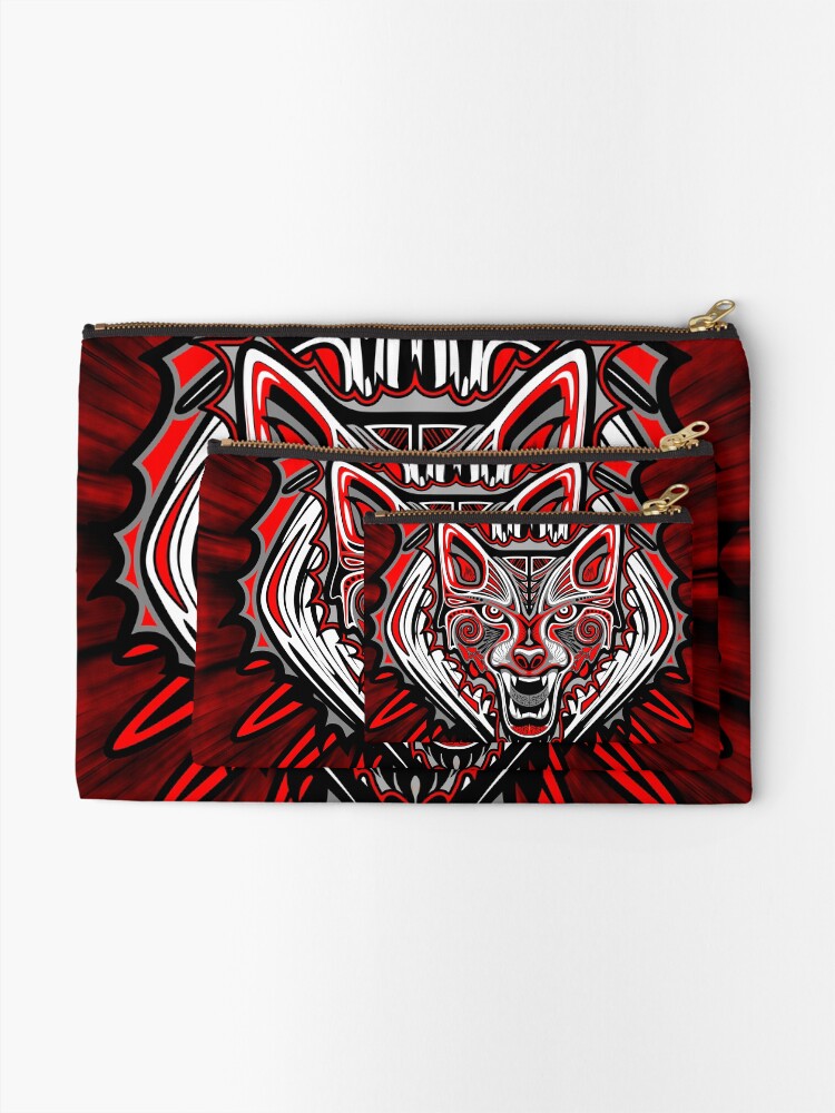 Thumbnail 2 of 4, Zipper Pouch, Wolf Tattoo Style Haida Art designed and sold by BluedarkArt.