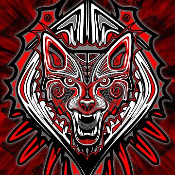 Artwork thumbnail, Wolf Tattoo Style Haida Art by BluedarkArt