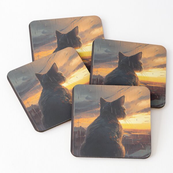 Item preview, Cat Looking At Sunset designed and sold by TheBaconStudio.