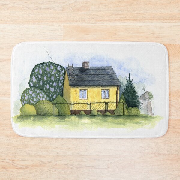 Item preview, Old Yellow Country Cottage with a Wayside Shrine designed and sold by AlicjaCurioseur.
