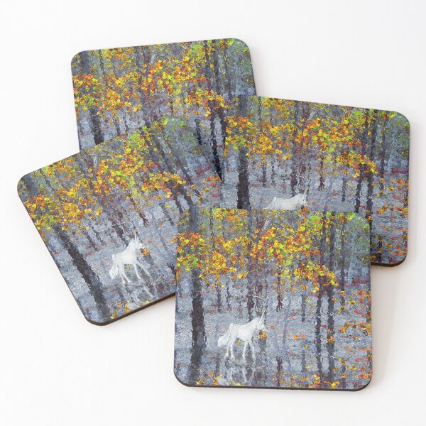 Item preview, © Unicorn exploring an enchanted autumn forest designed and sold by GeoPipics.
