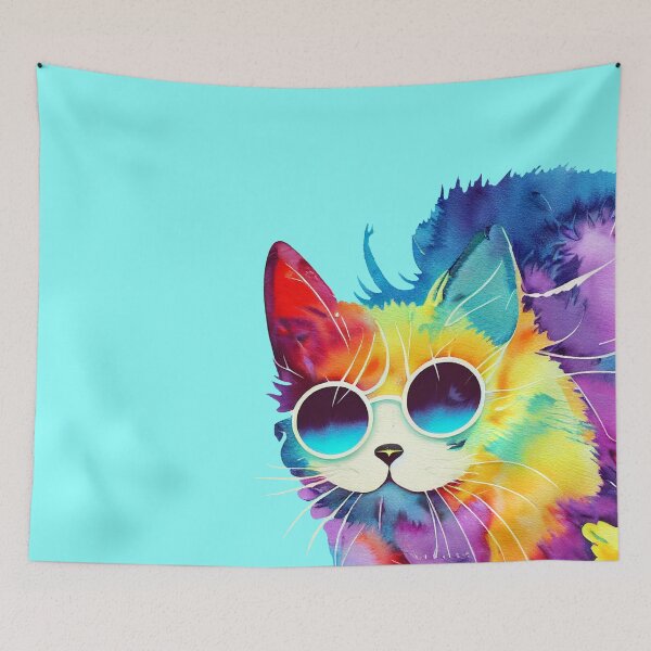 Item preview, Funky cat watercolour art designed and sold by KOTOdesign.