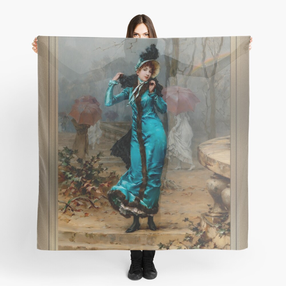 Schutz vor dem Sturm by Frederik Hendrik Kaemmerer Remastered Xzendor7 Classical Art Old Masters Reproductions Women's Scarf