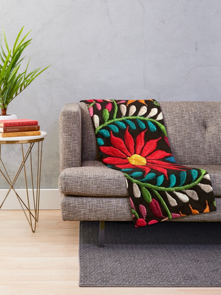 Alternate view of Spanish Flowers Throw Blanket