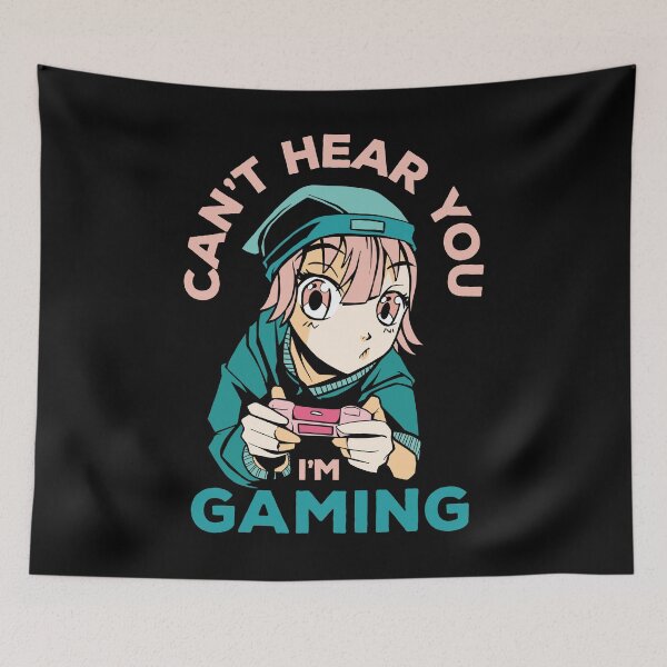 Item preview, Can't Hear You I'm Gaming Funny Gamer Girl Anime designed and sold by Pexilus.