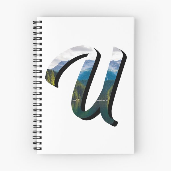 Item preview, Letter U Monogram Script Initial Forest Mountain Lake Variant designed and sold by quirkycounselor.