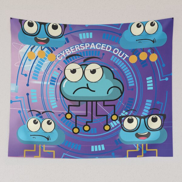 Item preview, Funny "Cyberspaced Out" Digital Cloud Computing Icon Motifs designed and sold by Write-to-Rebel.
