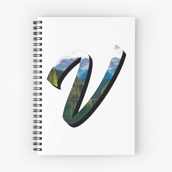 Item preview, Letter V Monogram Script Initial Forest Mountain Lake Variant designed and sold by quirkycounselor.