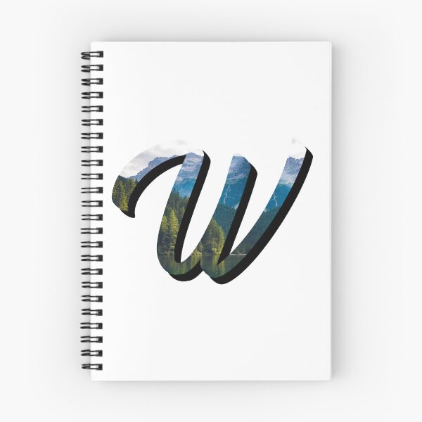 Item preview, Letter W Monogram Script Initial Forest Mountain Lake Variant designed and sold by quirkycounselor.