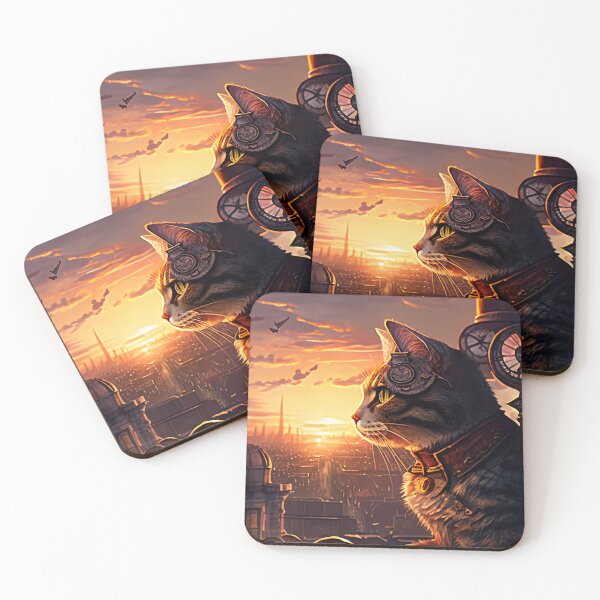 Item preview, Steampunk Cat Looking At Sunset designed and sold by TheBaconStudio.