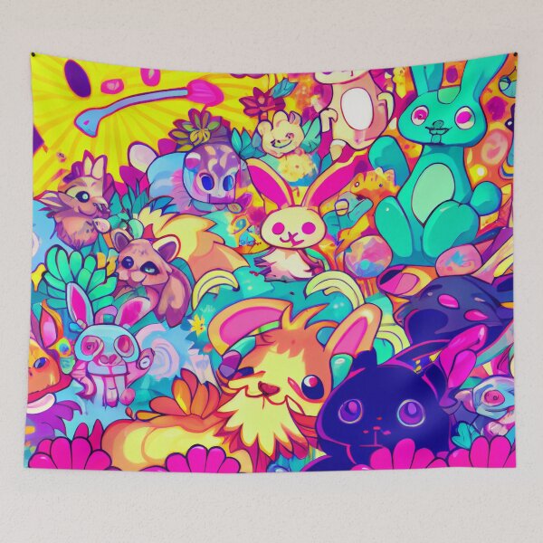 Artikelvorschau, Psychedelic Trippy Anime Rabbits Digital Painting entworfen und verkauft von CodeAndColors.