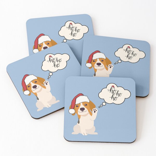 Item preview, Santa Beagle Dog with Ho Ho Ho Sign Christmas Theme designed and sold by SeasonalDogs.