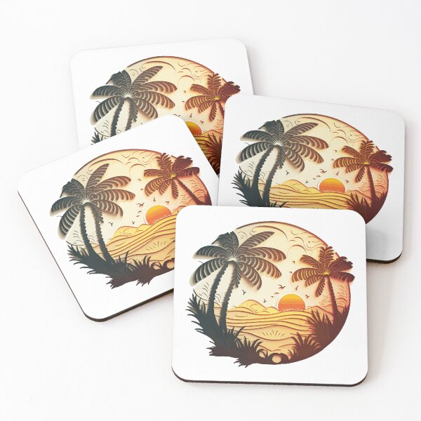 Item preview, Summer Sunset Palm Tree Beach Ocean Artistic Paradise designed and sold by vectrus.
