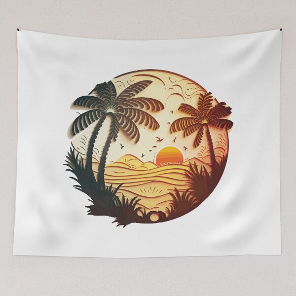 Item preview, Summer Sunset Palm Tree Beach Ocean Artistic Paradise designed and sold by vectrus.