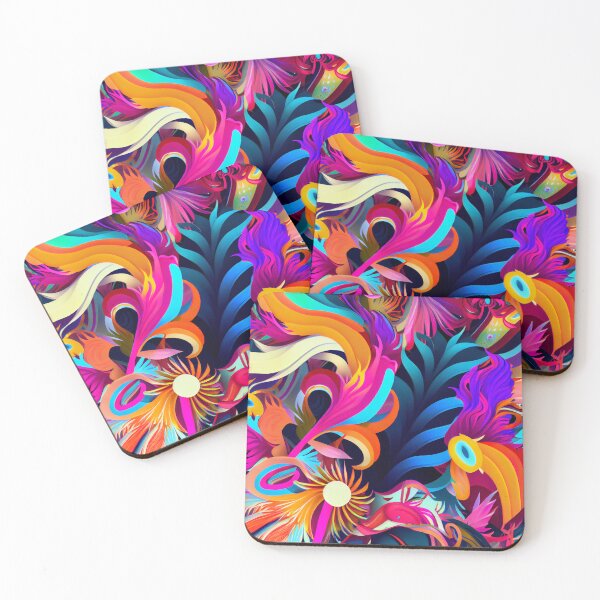 Artikelvorschau, Fun Vibrant Colorful Feather Pattern Digital Painting entworfen und verkauft von CodeAndColors.