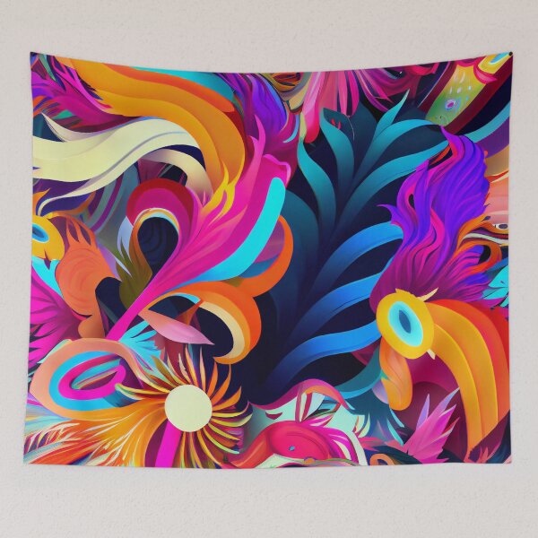 Aperçu de l'œuvre Fun Vibrant Colorful Feather Pattern Digital Painting créée et vendue par CodeAndColors.