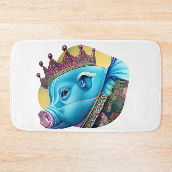 Item preview, Blue Floral Pig King designed and sold by ARubyMoon.