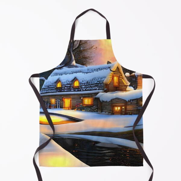 Item preview, Magical Fantasy Cottage with Lights In A Snowy Scene designed and sold by The Love Quill.