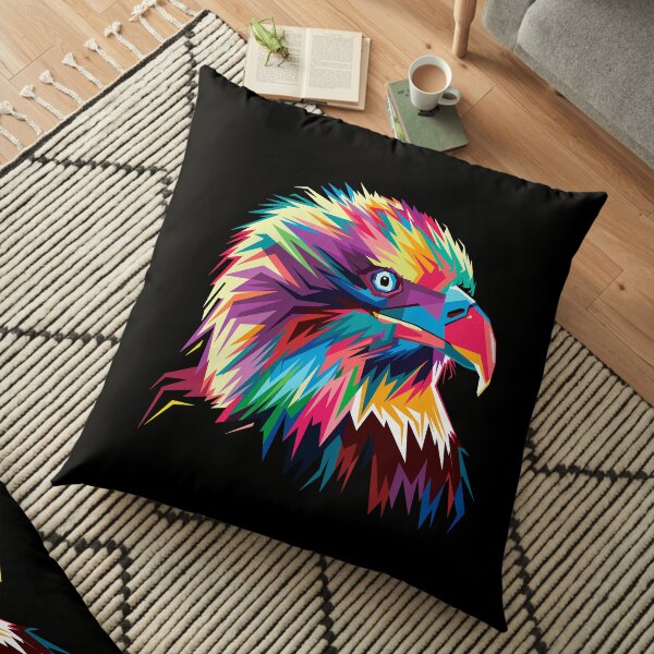 Aquarell-Regenbogen-amerikanischer Adler Bodenkissen