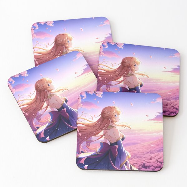 Item preview, Beautiful anime girl looking out over a sakura tree landscape poster designed and sold by 100PercentOtaku.