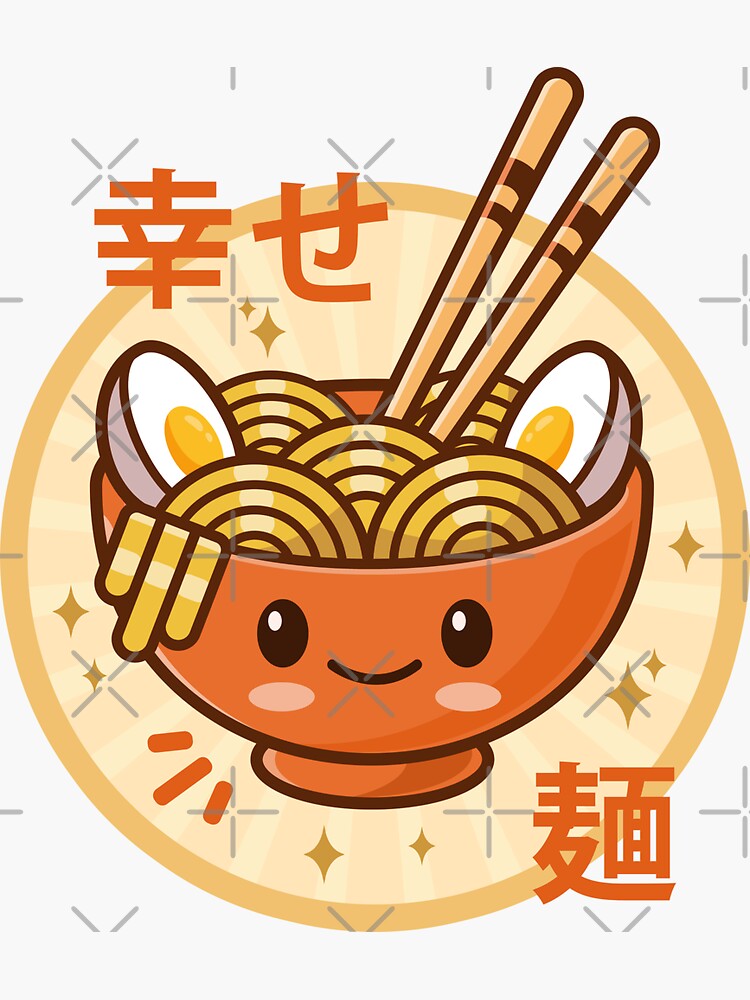 "Kawaii Ramen Noodle Bowl Cute and Adorable Japanese Noodles" Sticker