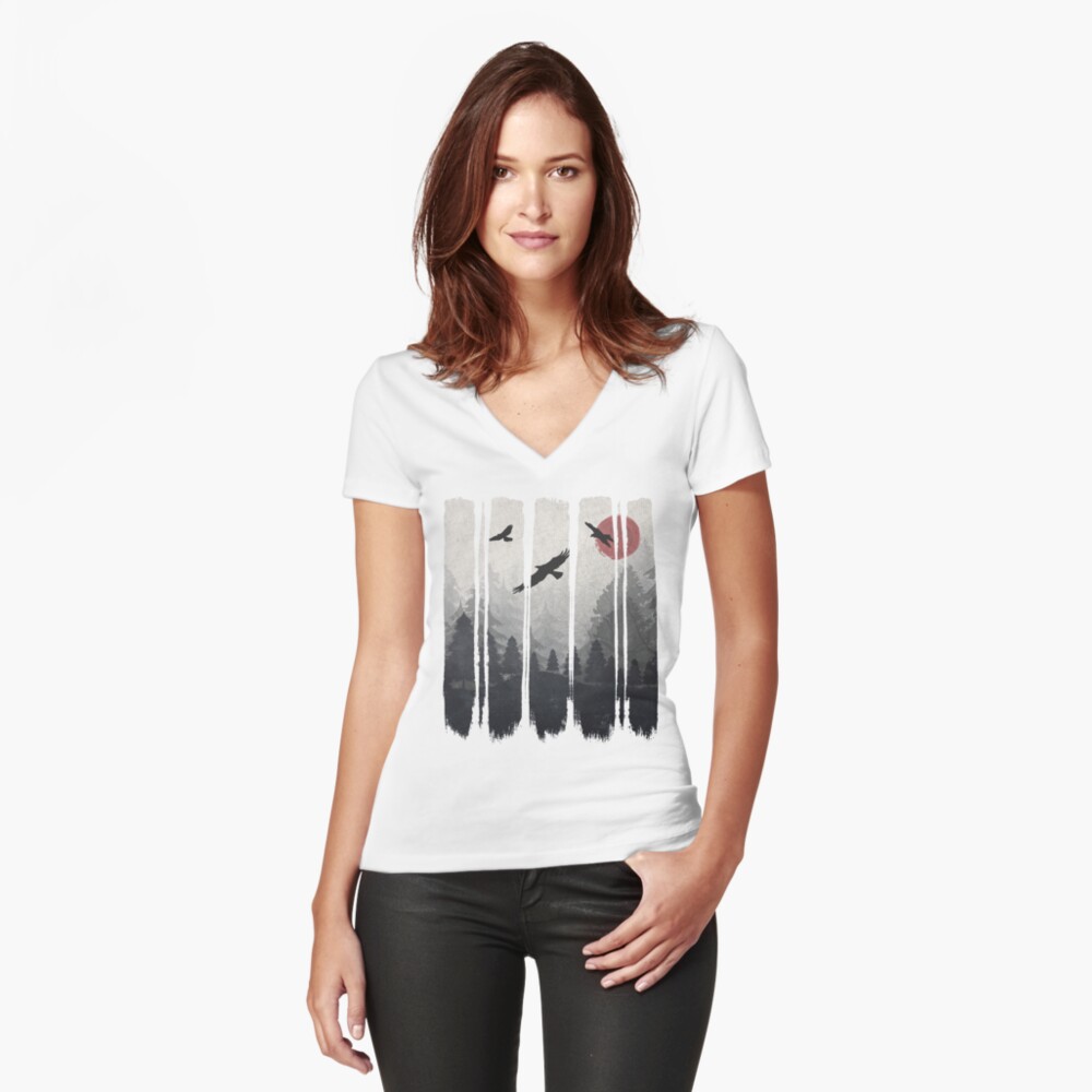 Item preview, Fitted V-Neck T-Shirt designed and sold by nomadartstudio.