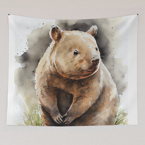 Item preview, Australian terrestrial mammals Common Wombat - Watercolor Paint designed and sold by ABArtByAlexST.