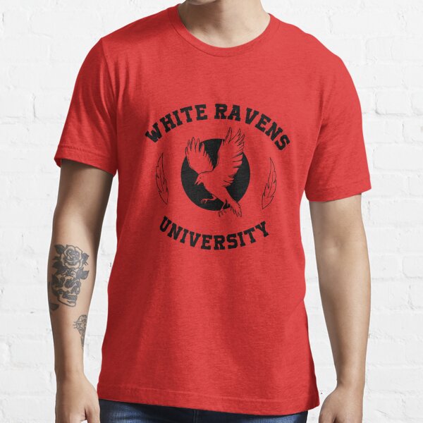 White Ravens University Logo (Version 2 - White Logo with White Raven for  dark backgrounds) Essential T-Shirt for Sale by Margherita Scialla