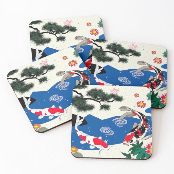 Item preview, Japanese koi fish pond garden - Traditional okiyo-e koi fish pond -  japanese koi fish painting designed and sold by wear4gamers.