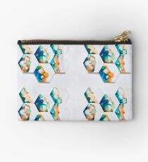 Hexagonal organic ink metallics on marble Studio Pouch
